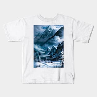 Gorgeous Mountains Towering Over a Winter Scene Kids T-Shirt